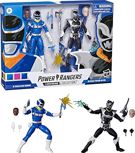 Power Rangers Lightning Collection in Space Blue Ranger Vs. Silver Psycho Ranger, paquete de 2 figuras de acción coleccionables de 6 pulgadas de
