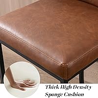 Vista 5 de Juego de 2 taburetes de bar modernos de piel sintética con patas negras, taburetes de bar de 24 pulgadas, sillas de bar tapizadas con respaldo