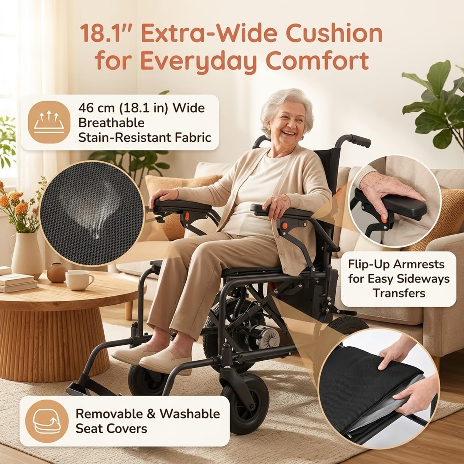 Silla de Ruedas Eléctrica Plegable 500W Doble Motor Autonomía 25km | Doble Motor 500W, Batería Litio, Autonomía 25km, Asiento 46cm, Ruedas Todoterreno, Freno Electromagnético