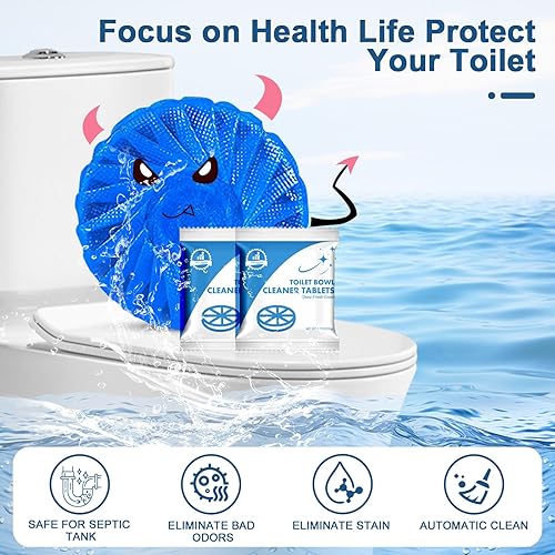 Miniatura 2 de Msvvko Tabletas Limpiadoras de Inodoro Azules, Limpiadores Automáticos para Tanque de Baño, Elimina Manchas de Agua Dura, Apto para Fosas Sépticas,