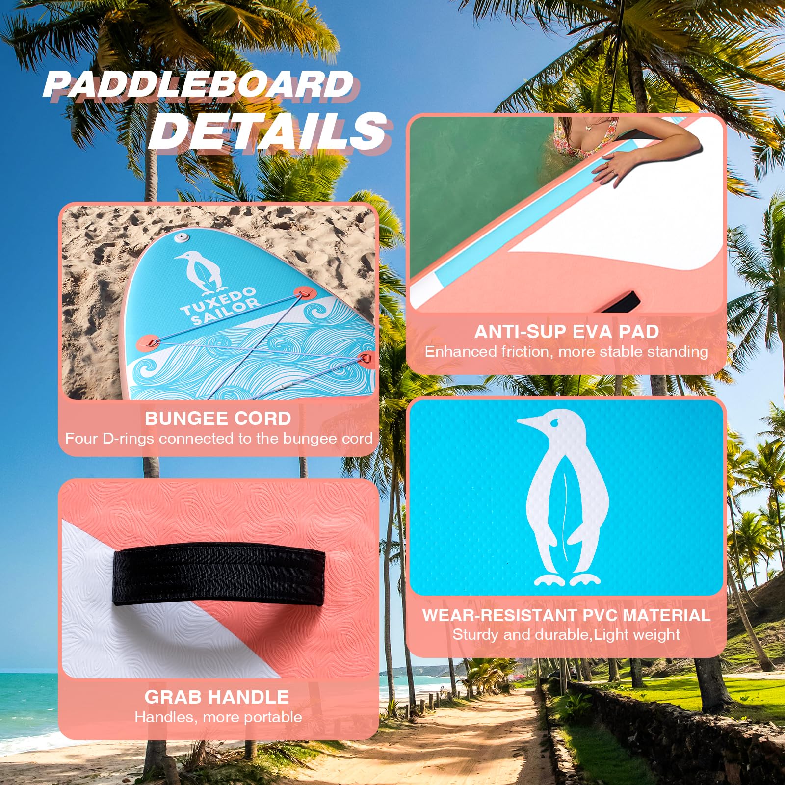 Tuxedo Sailor SUP Gonfiabile Adulti 320 cm Tavola SUP gonfiabile Tavole Gonfiabili da Stand Up Paddle con Accessori Premium