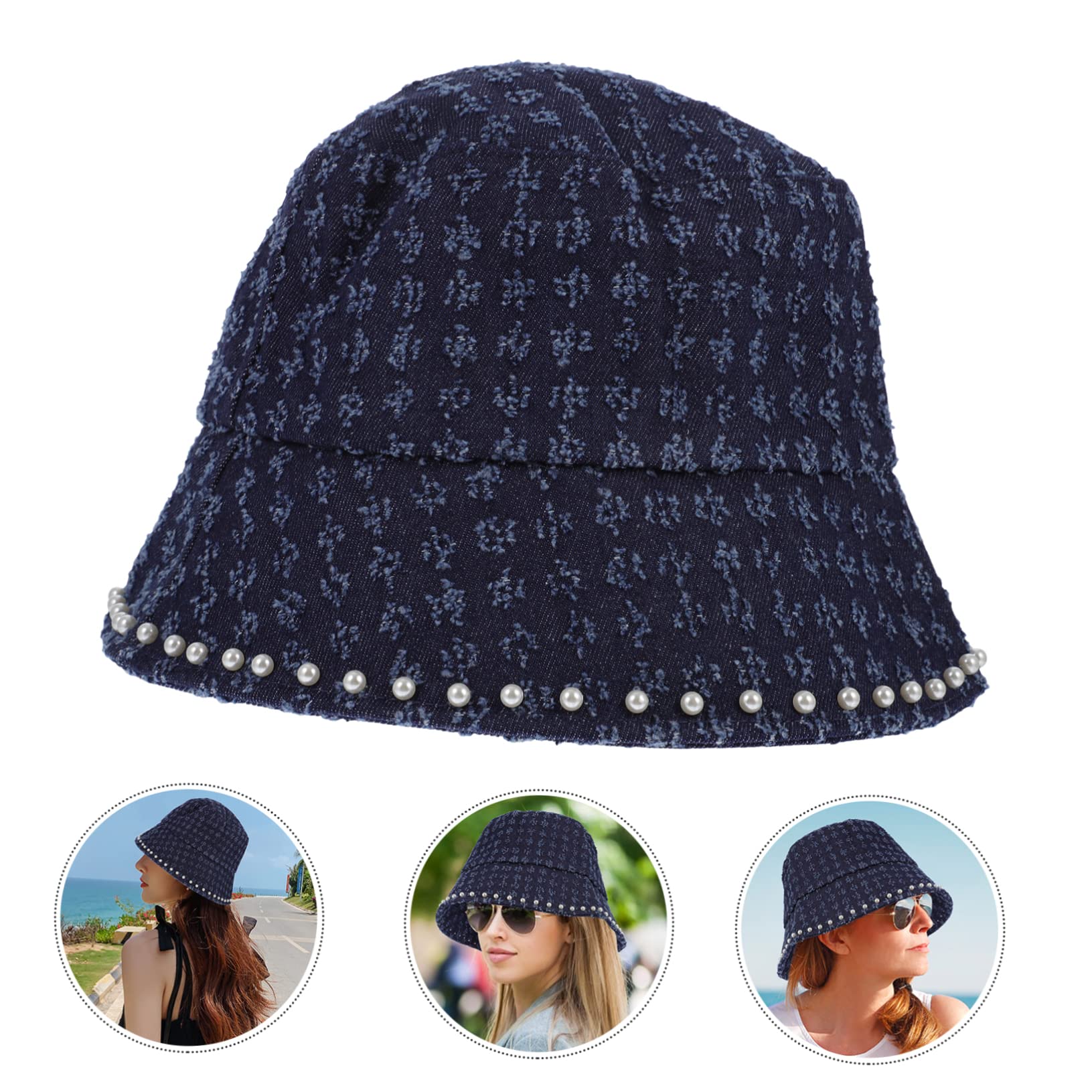 VALICLUD Chapeau De Pêcheur Chapeaux De Seau pour Les Femmes Casquettes De Soleil pour Femmes Chapeau De Seau pour Les Femmes Chapeaux Dames Chapeau De Soleil De Plage Blue Jean