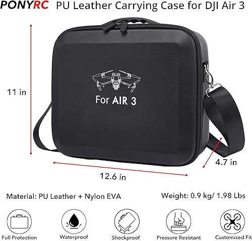 Miniatura 5 de PONYRC Funda de transporte Air 3, portátil impermeable de piel sintética bolsa de viaje para DJI Air 3, DJI RC-N2DJI RC 2 Remote Otros accesorios