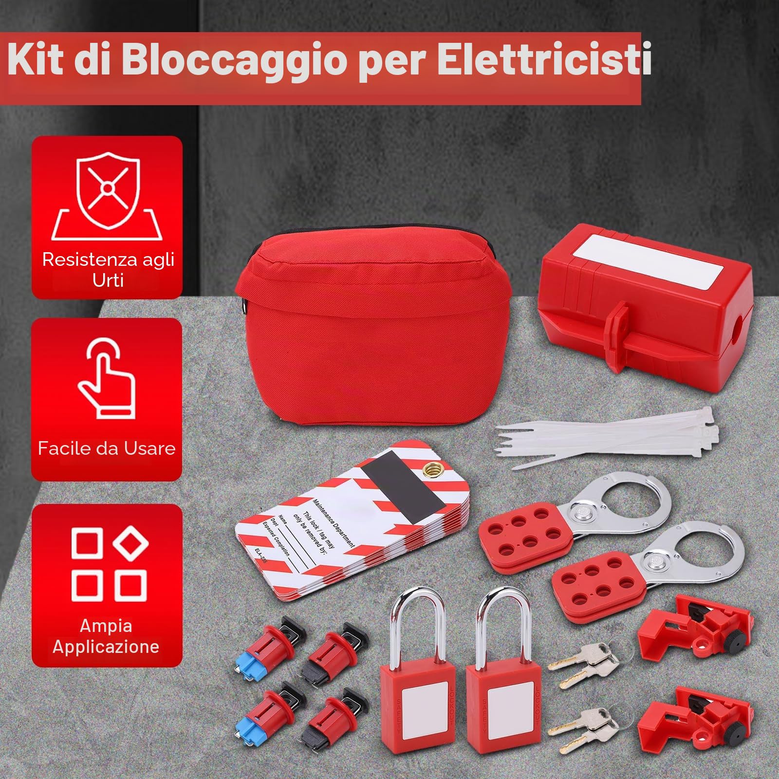 Kit di Blocco Per Elettricisti, Kit di Blocco Tagout, Lucchetto di Blocco di Sicurezza, Kit di Blocco Tagout Interruttore Elettrico Lucchetto di Sicurezza Loto Tag Hasps Set Per Industria, Energia Ele