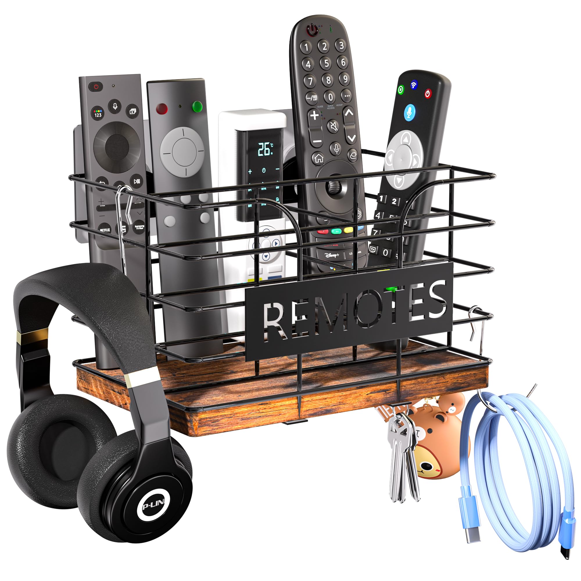Alyoen Remote Control Holder Wall Mount, TV Remote Holder for Table, 3 Slot Remote Caddy Organizer with Hook for Living Room Bedroom Office