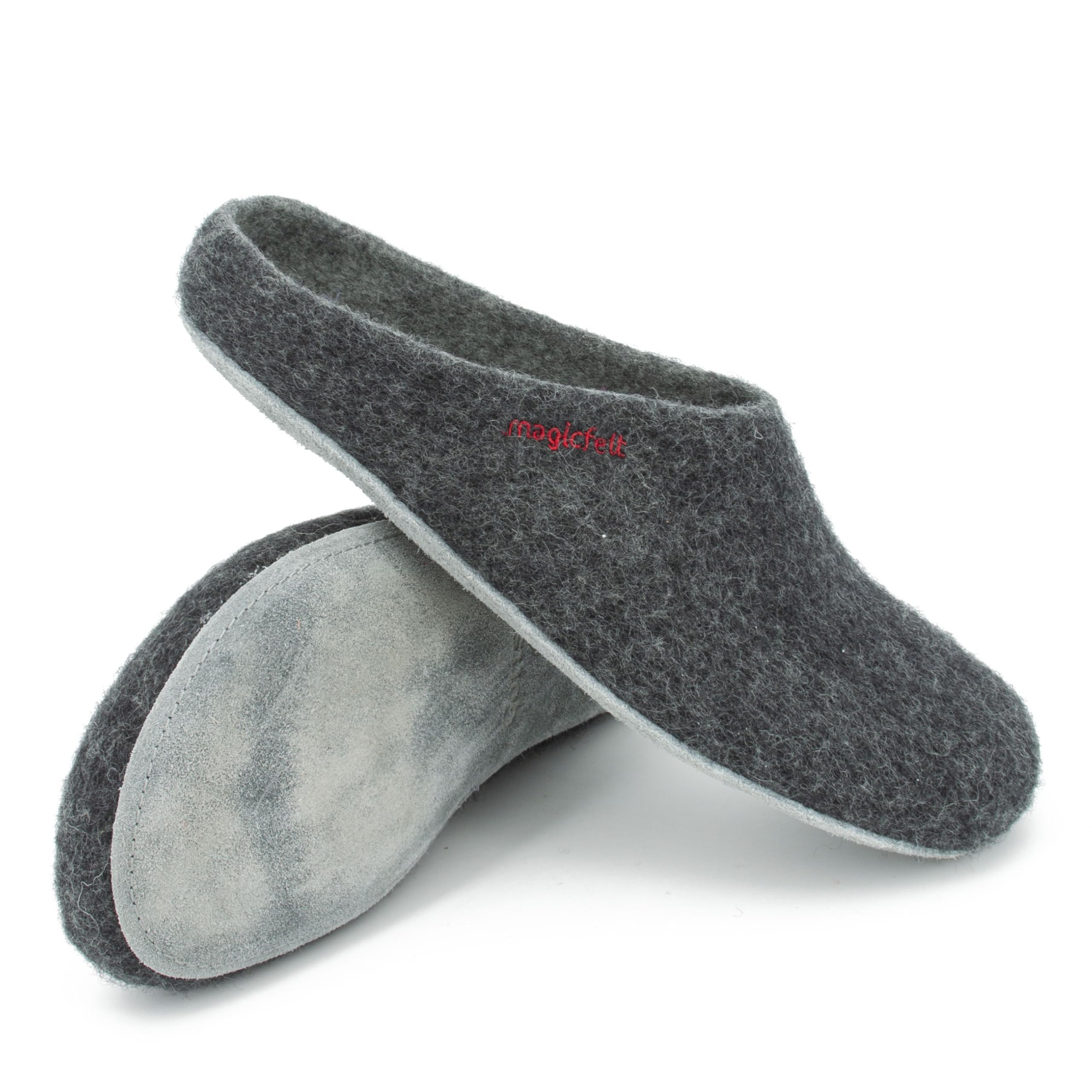 Magicfelt Filz-Hausschuh AP 701 aus 100% Merino-Wolle | Pantoffeln für Damen & Herren mit hochwertiger Ledersohle - Made in Tirol
