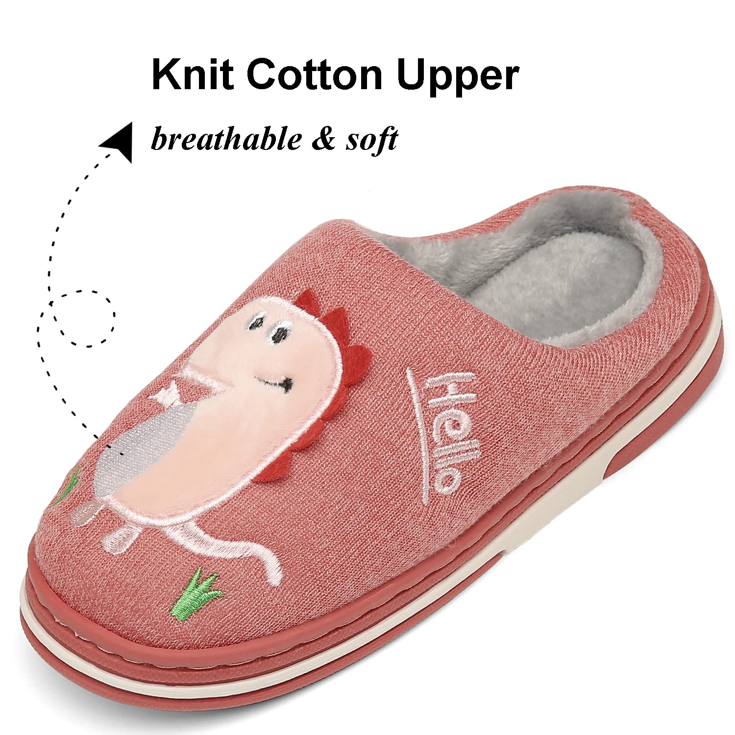 INMINPIN Inverno Pantofole da Casa Bambini Caldo Peluche Pantofola da Invernali Carino Dinosauro Comode Ciabatte Interne di Cotone per Ragazze Ragazzi