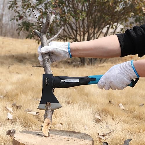 Miniatura 5 de Hacha de corte, hacha de acero al carbono forjado para exteriores de 15 pulgadas, herramienta manual tratada térmicamente, mango de reducción de