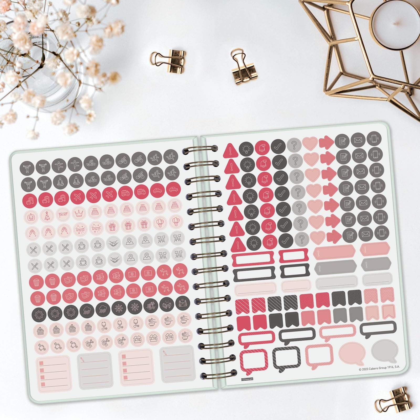 Agenda Alma 2025 Spirale Menta | 1 Pagina Al Giorno Gen-Dic, Copertina Rigida Con Elastico E Adesivi