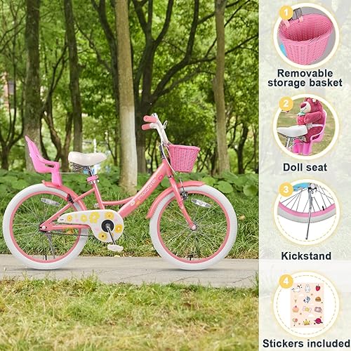 Miniatura 76 de Glerc Maggie Girls Bike, 12-20 Inch Kids Bike for 2-13 Years Old Children, Princess Style Kids Bicycle with Doll-Seat & Basket & Training Wheels,