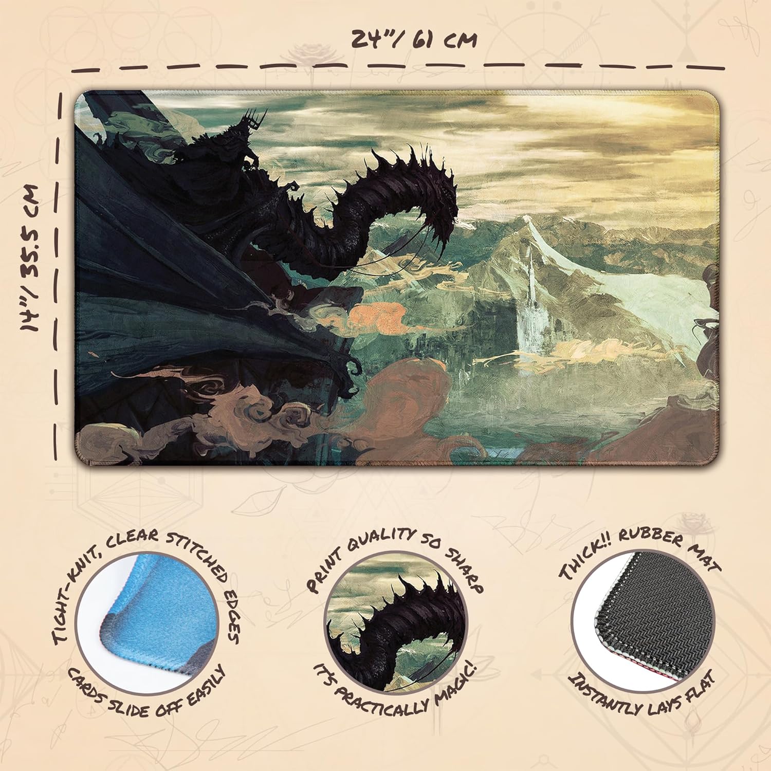 Witch King of Angmar (Stitched) - MTG Playmat by Anato Finnstark - Compatible with Magic The Gathering Playmat - Original Play Mat Art Designs