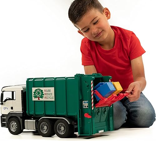 Miniatura 9 de Bruder 03763 Man TGS Camión De Basura De Carga Trasera - Verde