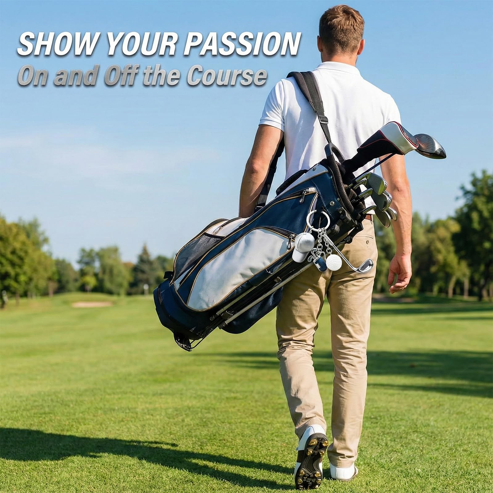 Llavero de Golf Mini Palo Colgante Bolsa Regalos Hombres Mujeres Pelota Deportes