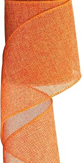 4 Inch x 10 Yards Orange Burlap Wired Ribbon, Natural Jute Fabric Ribbon for Christmas Decor, Wreath Making, Wedding Arrangements, Gift Wrapping & DIY Crafts