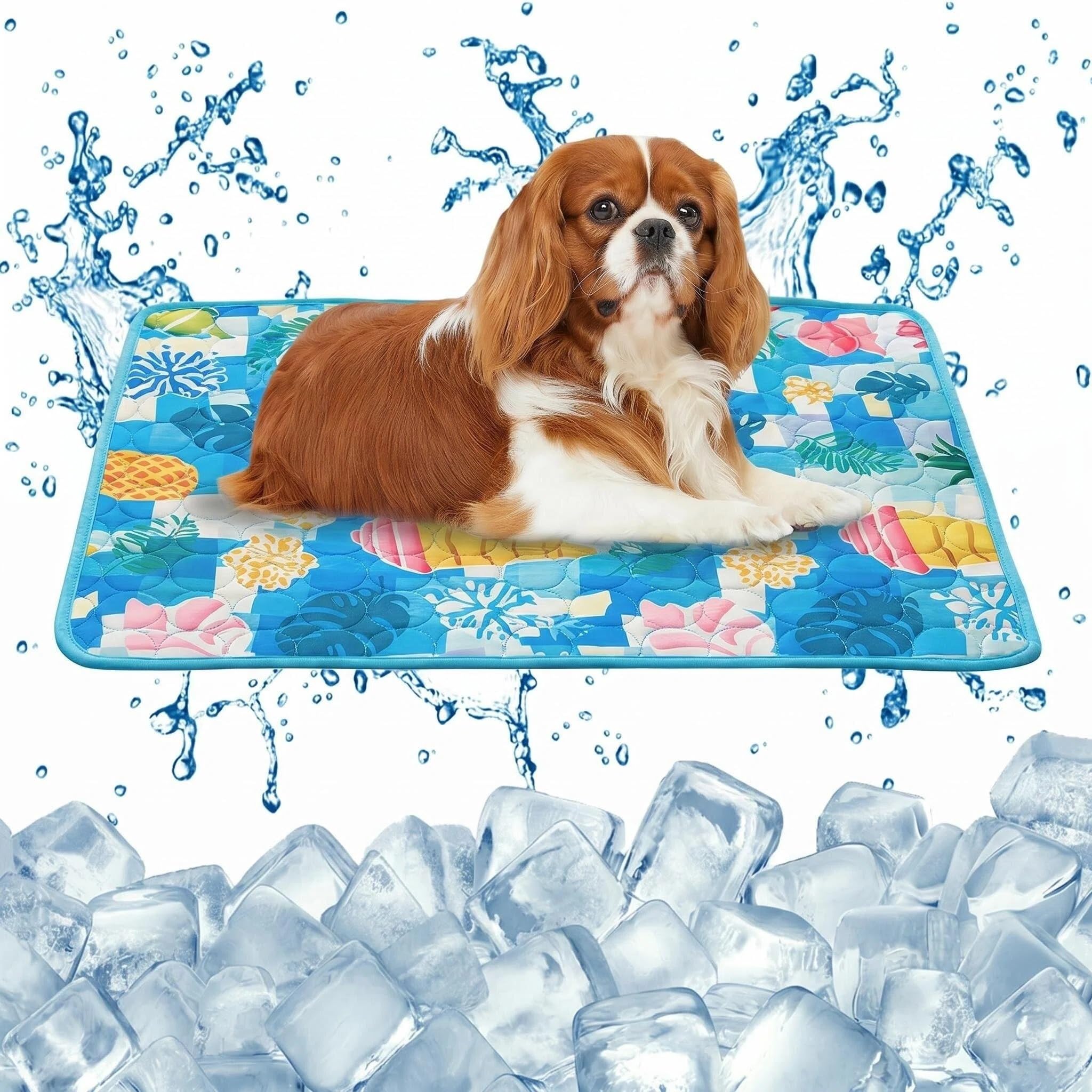 Toyhood Dog Cooling Mat, Pet Cooling Mat Cat Coolings Mats Washable Self Cool Ice Silk Pad Pets Cool Bed Pad Pets Self Coolings Mat for Dogs Cats Indoors Outdoors Car Summer (Blue, S(50 * 40cm)) — image 1