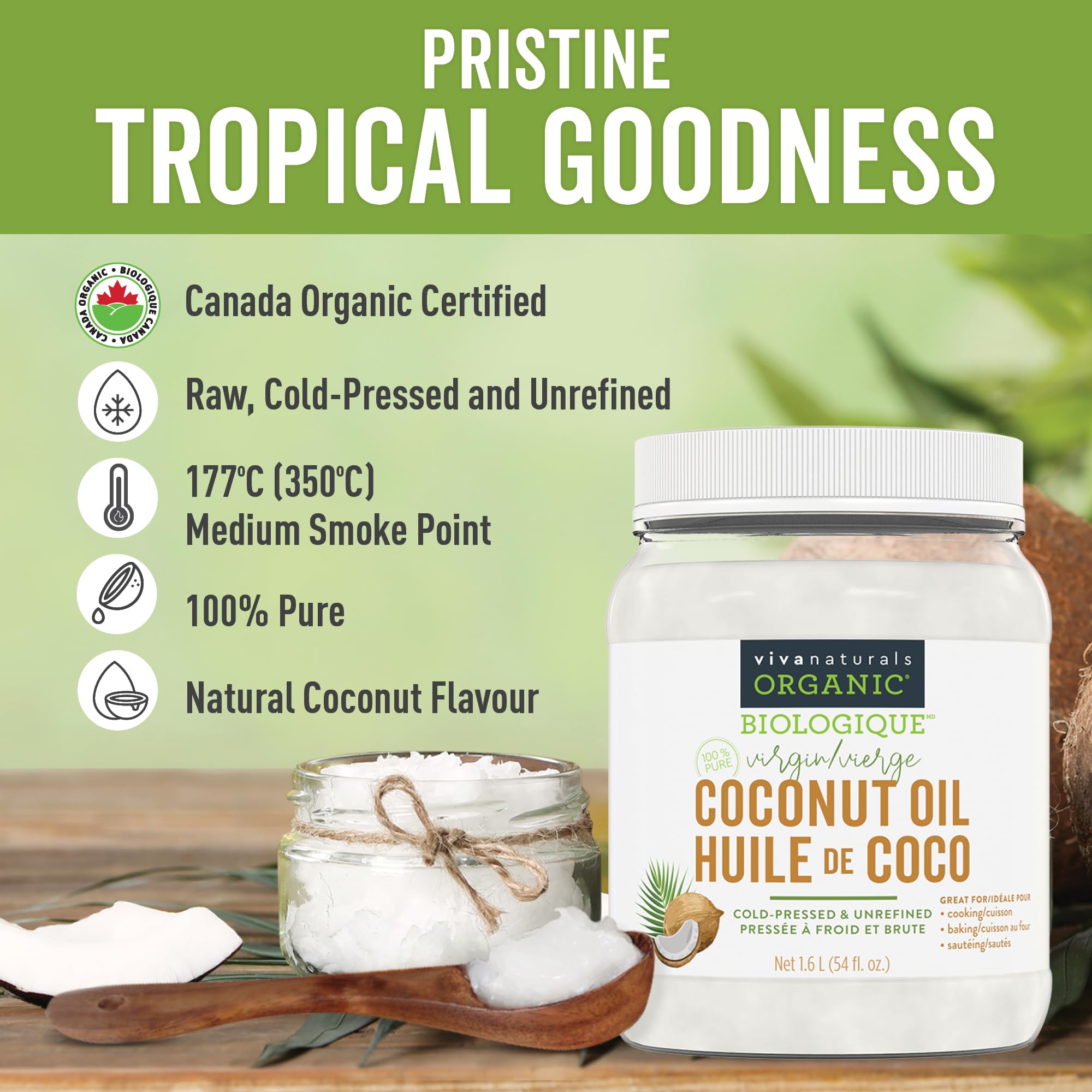 Viva Naturals Organic Virgin Coconut Oil, Cold-Pressed, Unrefined