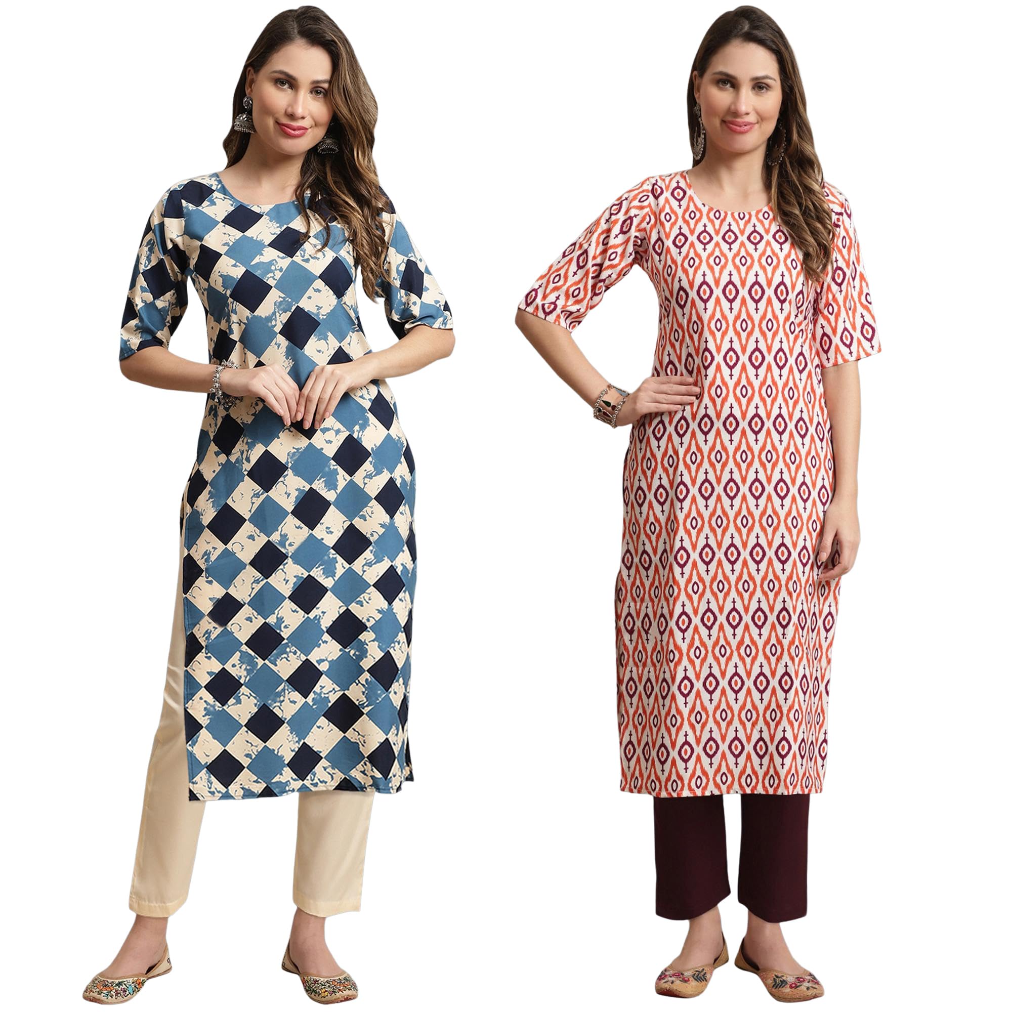 Tee Projekt Printed Crepe Kurti & Pant Set For Women Festival Wear Stylish Kurta Set