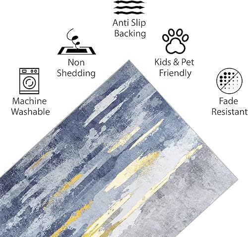 Miniatura 4 de Vernal - Alfombra antideslizante lavable a máquina para sala de estar, dormitorio, comedor, apta para mascotas, de alto tráfico, no desprende