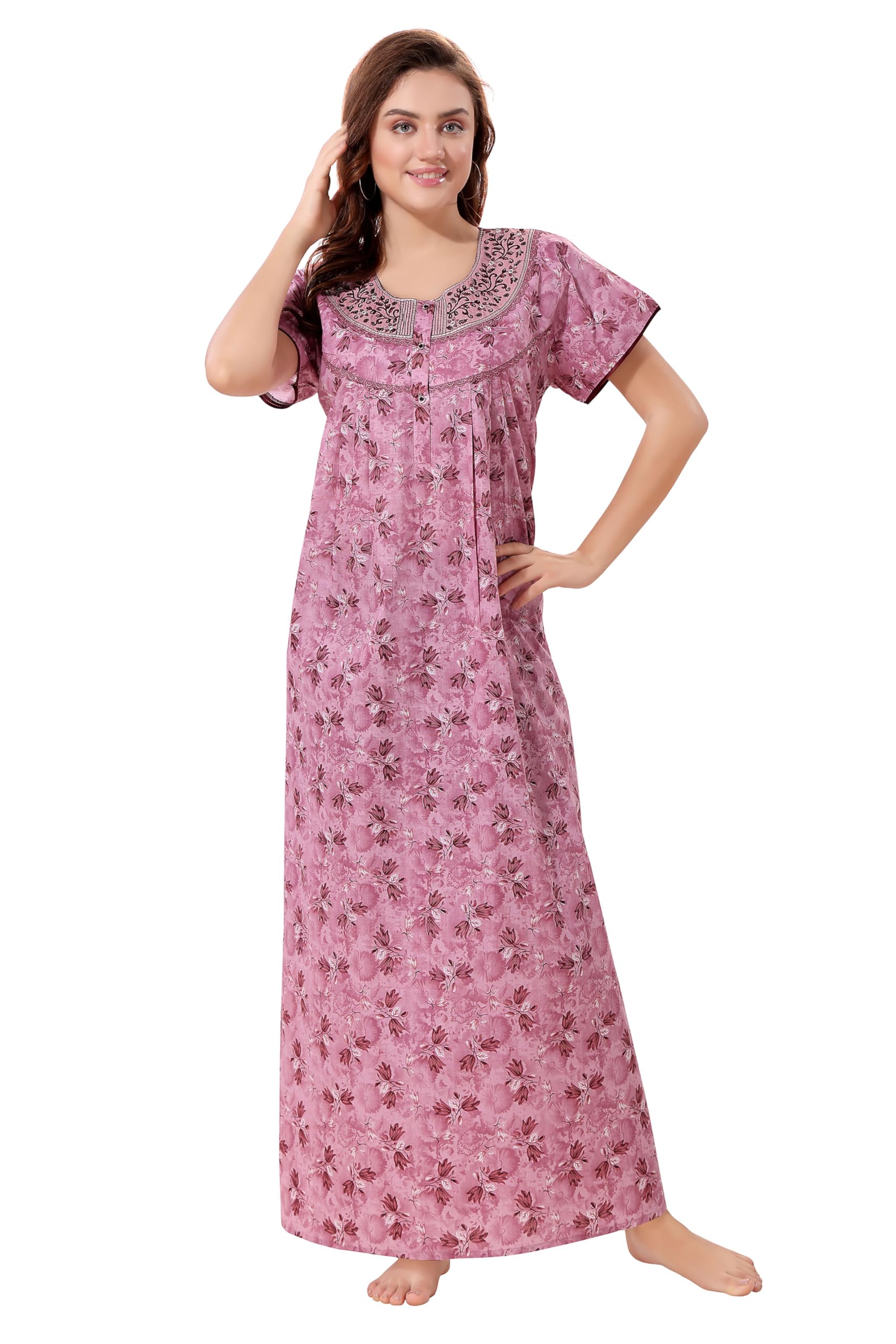 soulemo Women's Pure Cotton Floor Length Nighty 1685-picture-27