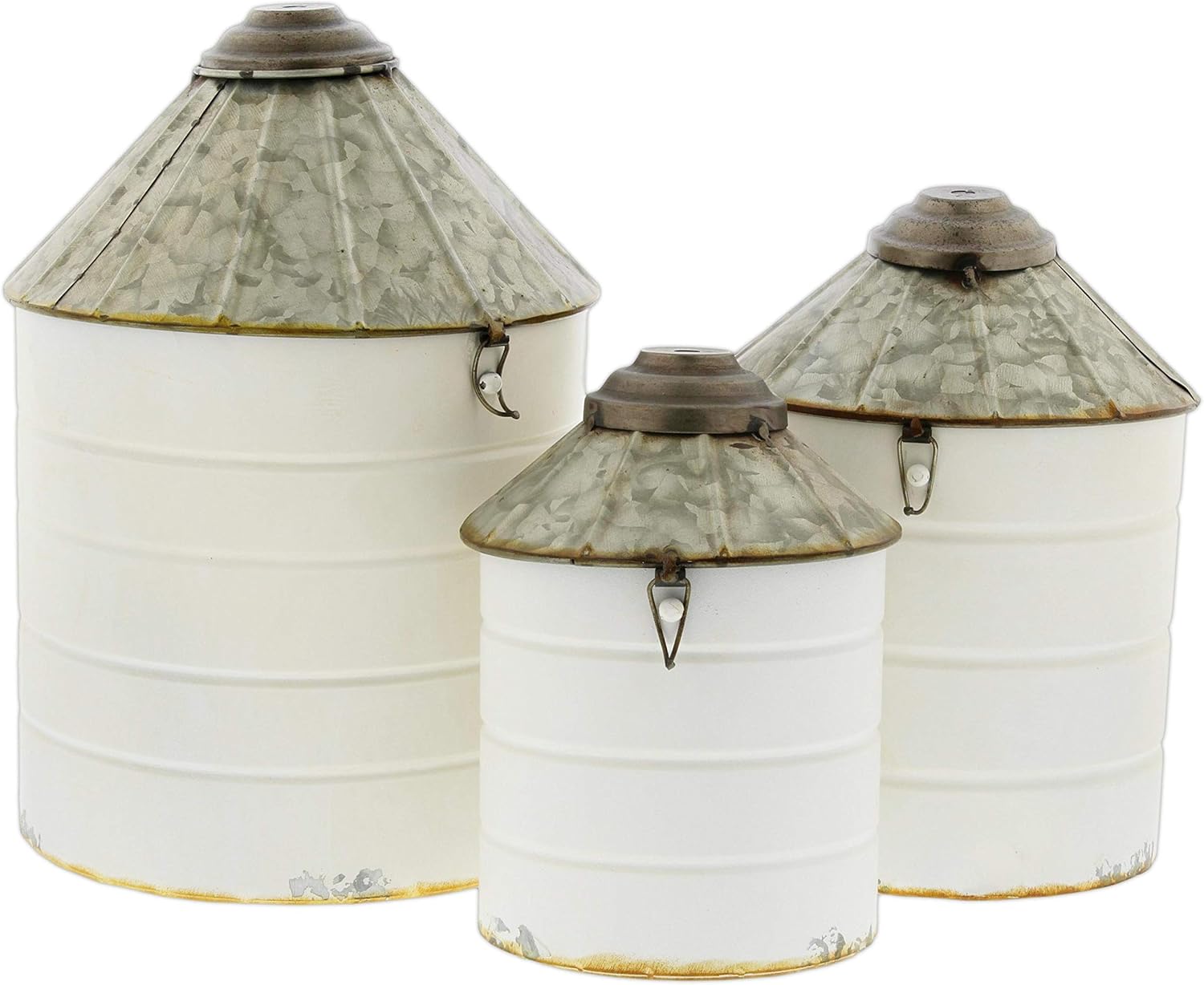 The Bridge Collection Decorative Metal Silo Canisters, Set of 3