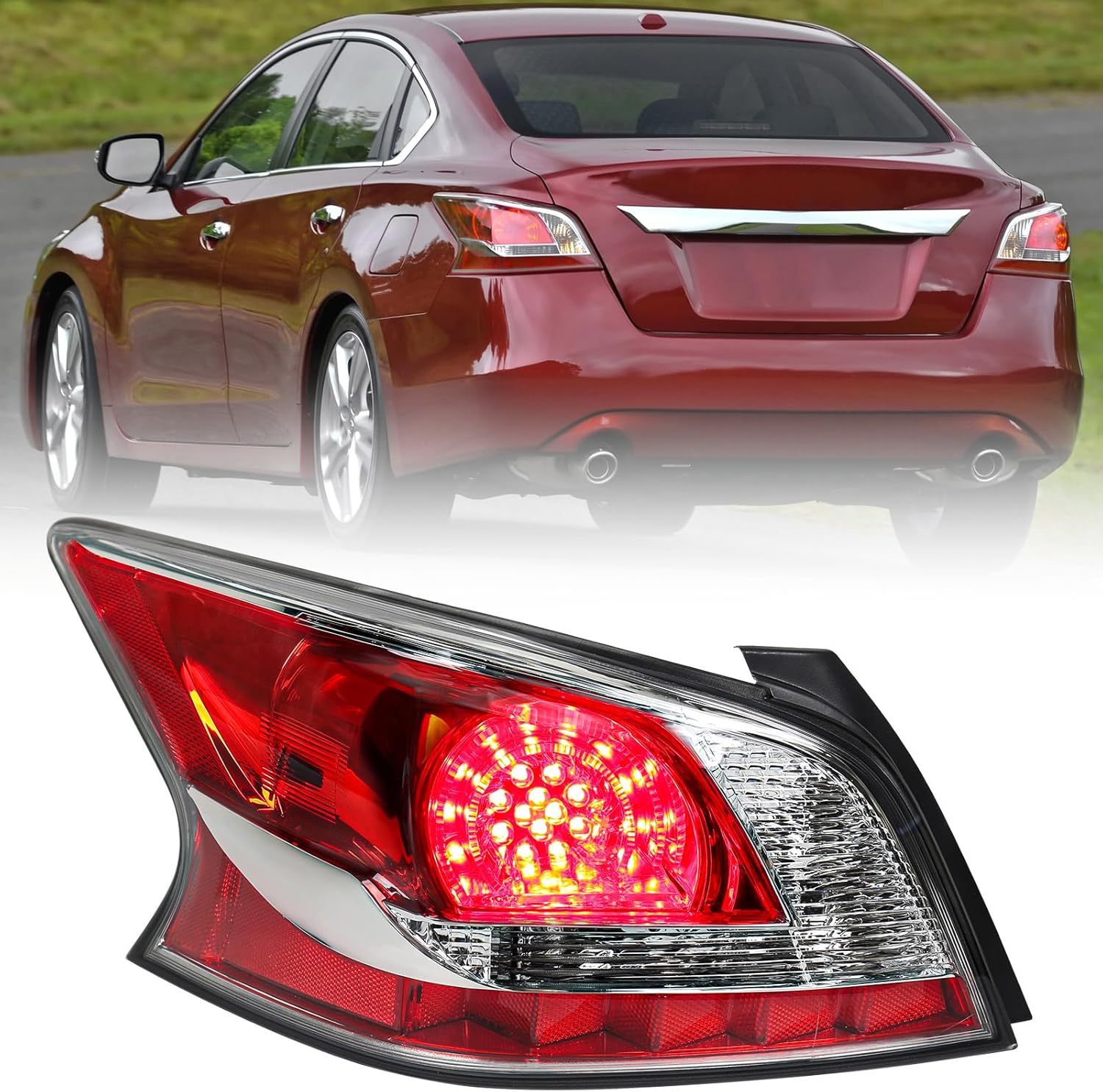 Huray Left LED Tail Light Fit for Nissan Altima 2013 2014 2015 LH Taillight Tail lamp Rear Brake Lamp Assembly Replacement Accessory Replacement for NI2800196 (Driver Side) LED Style LH(Driver Side)