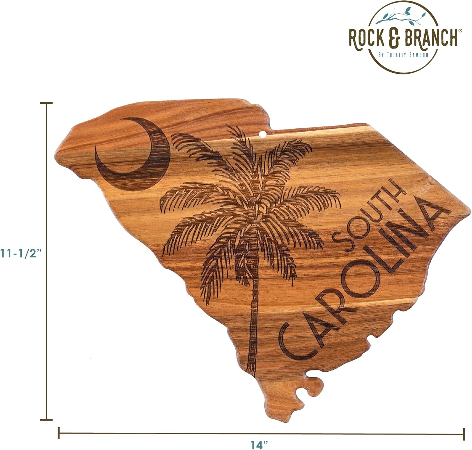 Totally Bamboo Rock & Branch Origins Series South Carolina State Shaped Cutting Board and Charcuterie Serving Tray, Includes Hang Tie for Wall Display - Image 7