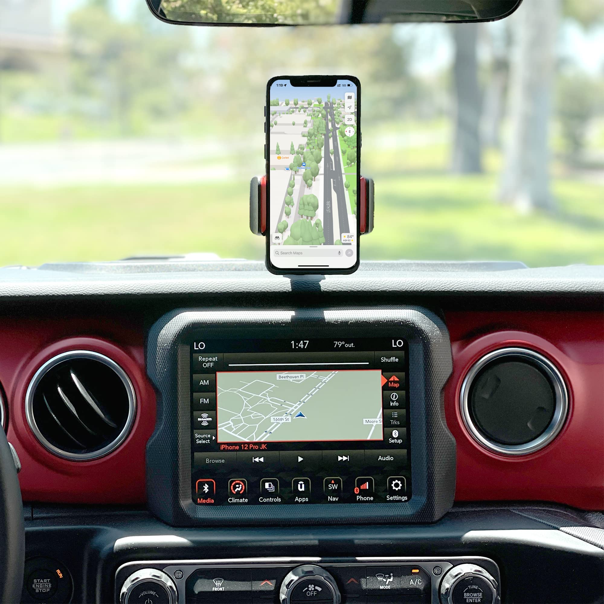 Dashboard Storage Box & Phone Holder Tray For Jeep Wrangler JL / Gladiator JT – Black