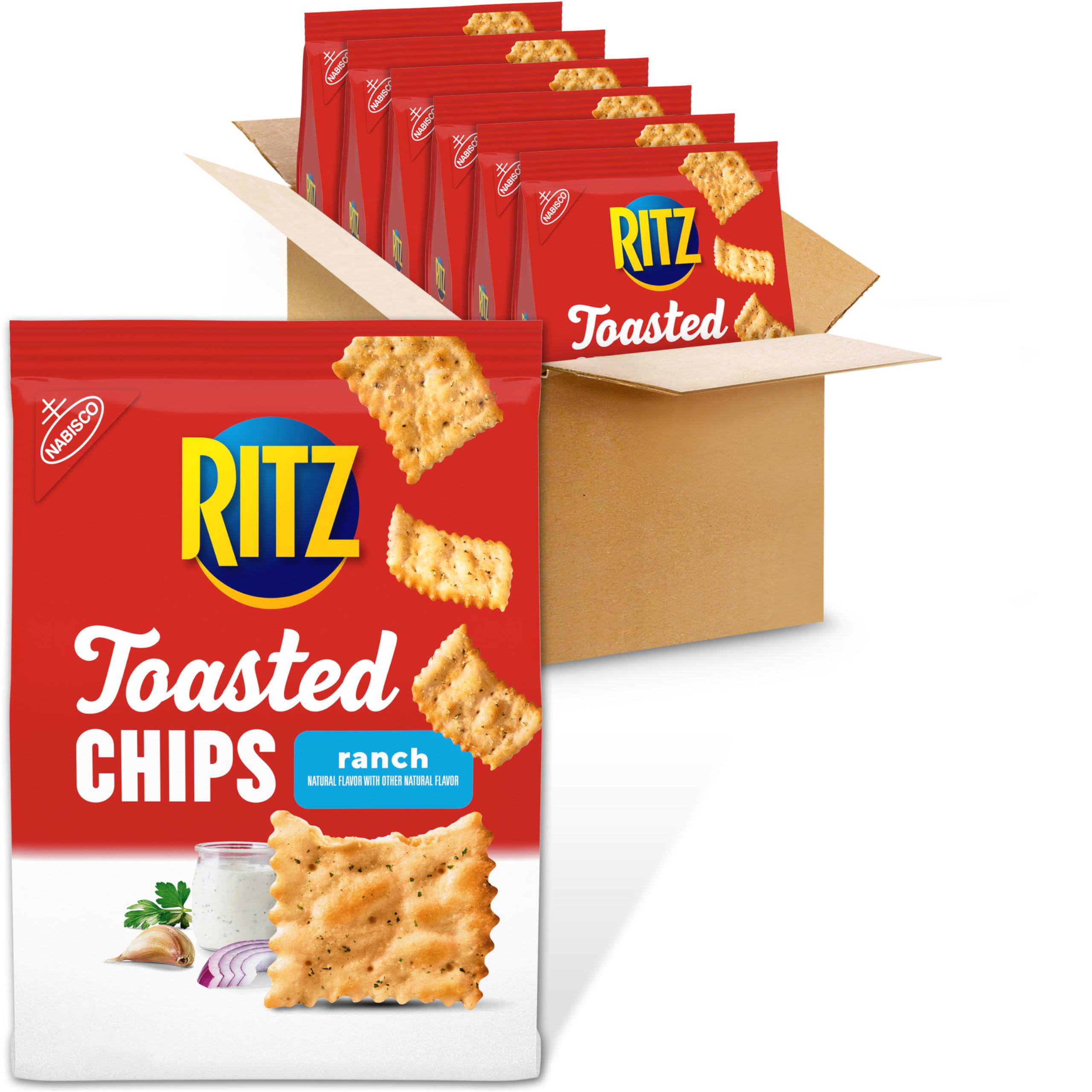 RITZ Toasted Chips Ranch Crackers, Party Snacks, Bulk Snacks, 6 - 8.1 oz Bags