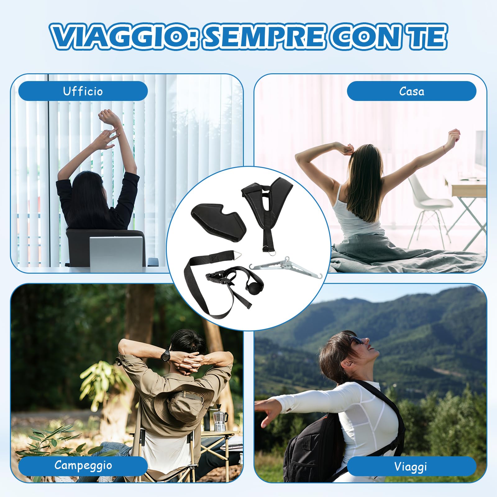 Dispositivo di Trazione del Collo Cervicale Regolabile Sopra la Porta, Nero