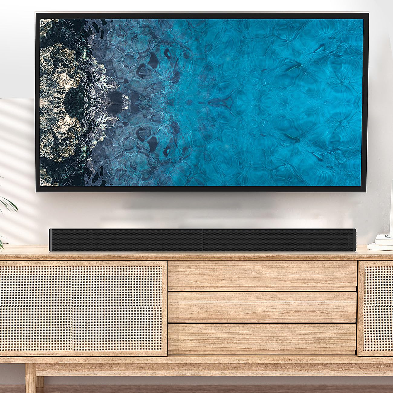 auvisio Soundbox: 2.1-Soundbar mit integriertem Subwoofer, 180 W, Bluetooth 5, HDMI, AUX (Soundbar für Fernseher, für TV, PC)