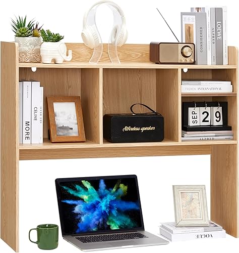 Miniatura 3 de Estantería de escritorio, gabinete de almacenamiento de escritorio de madera con 6 estantes para escritorio de computadora, organizador de