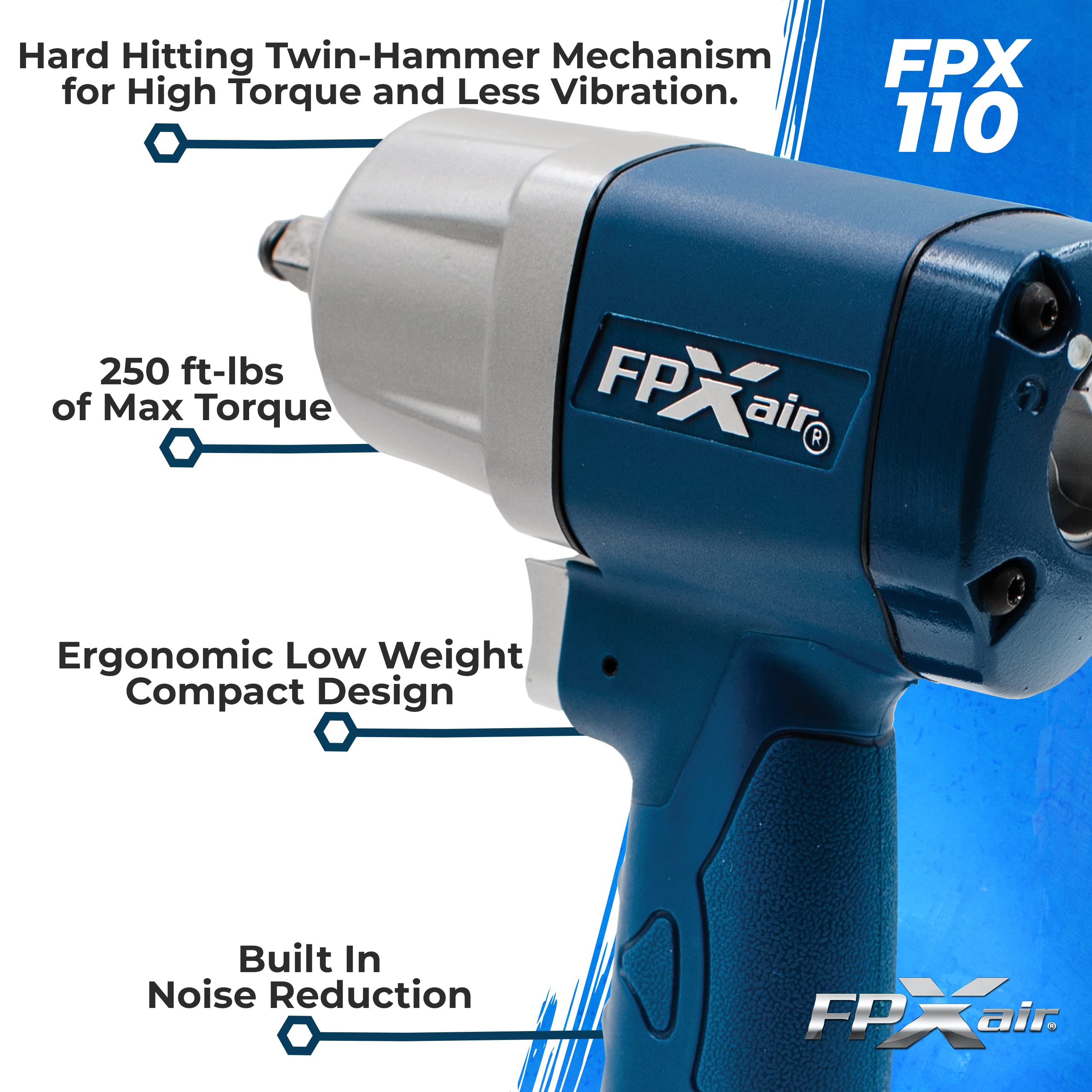 FPXAIR Avvitatore a percussione composito: FPX-110, utensili elettrici automobilistici per meccanici, utensili pneumatici per garage - 3/8"