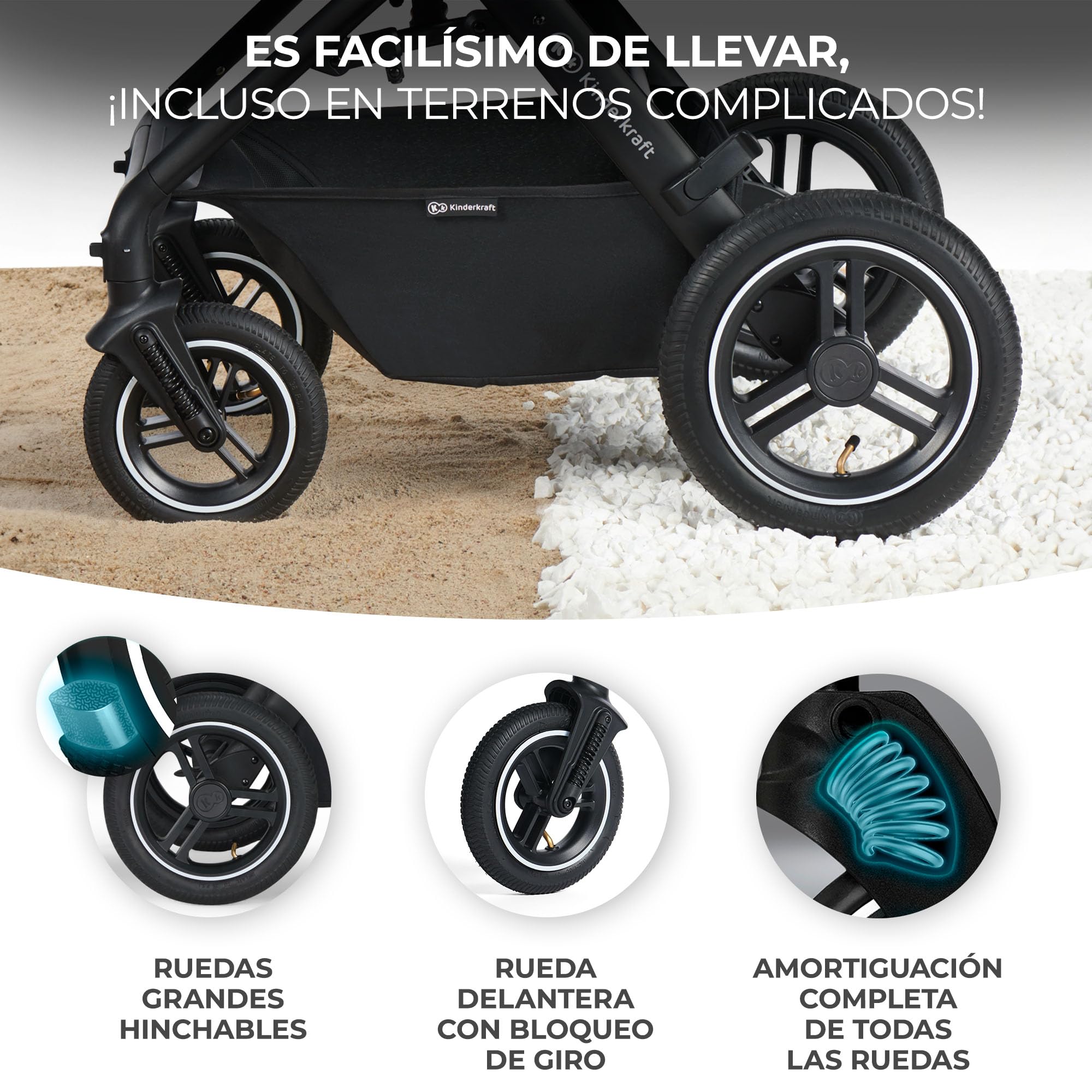Kinderkraft B-TOUR Carrito Bebé 3 en 1, i-Size 40-75 cm, asiento 2 en 1, Silla de Paseo desde el nacimiento hasta los 22 kg, con Silla Coche, silla de coche 0-13 kg, TRAVEL SYSTEM, Gris oscuro