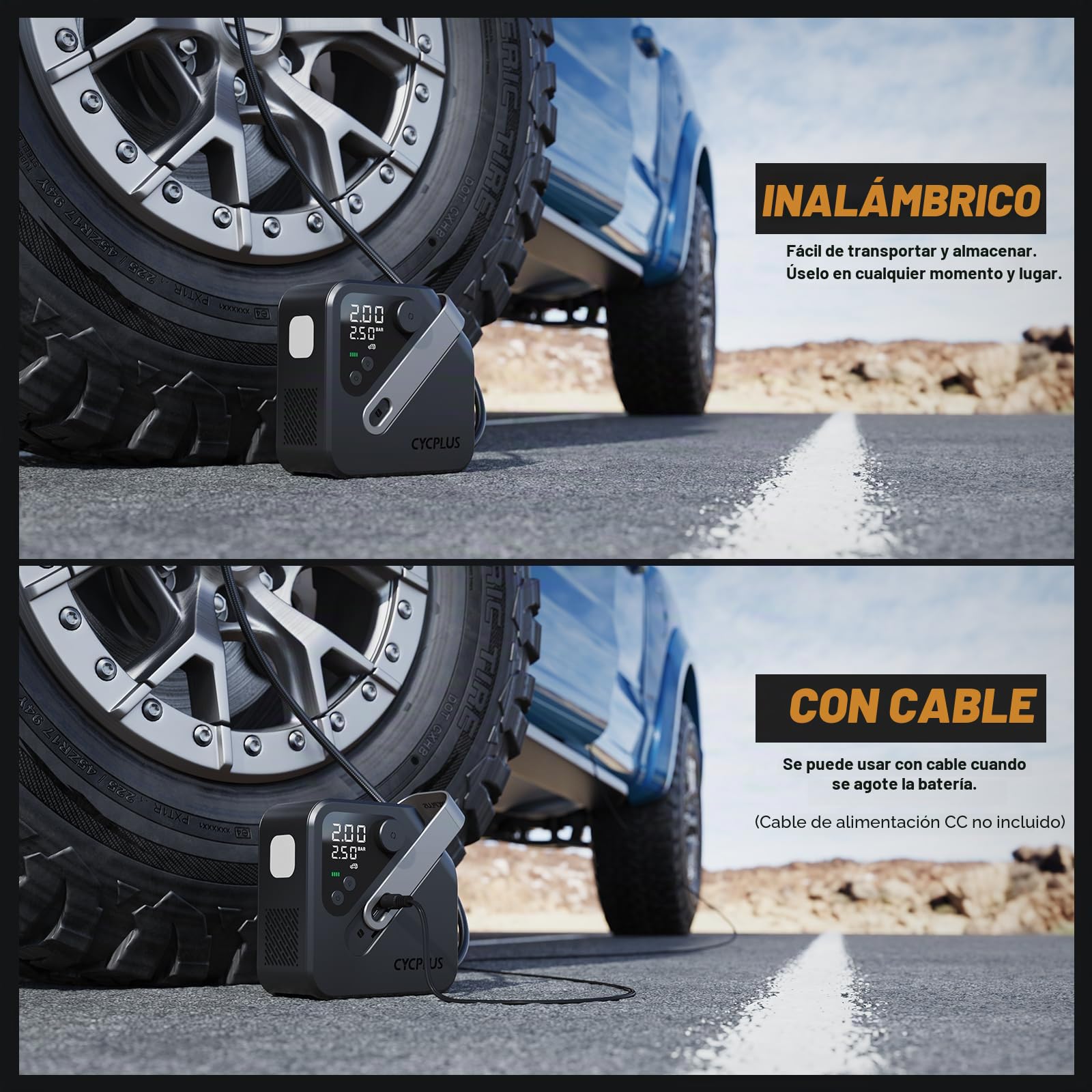 CYCPLUS AL7 Inflador Neumáticos Compresor Alta Potencia Doble Uso