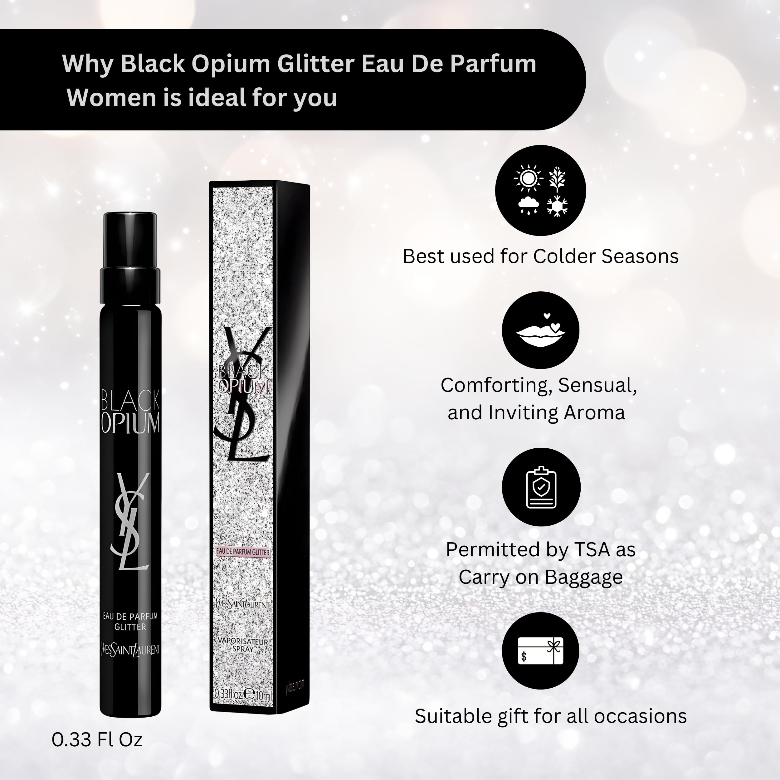 Amazon.com : Yves Saint Laurent YSL Black Opium Glitter Eau De