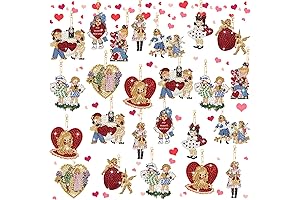 24 pcs Vintage Valentine's Day 5D Vintage Valentine DIY Diamond Art Keychains:...