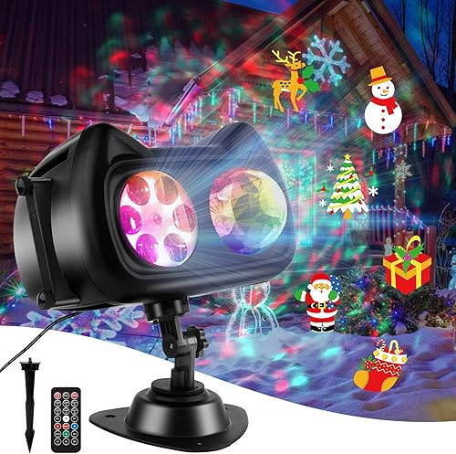 Proyector de copos de nieve 3 en 1 para Halloween, Navidad, para exteriores e interiores, con función de memoria, 58 patrones HD, luz LED
