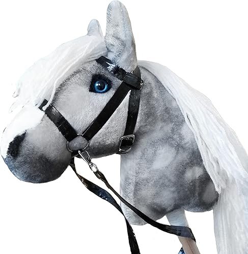 Hobby Horse A4 on Stick Realistic Grey Stick Hobby Horse with Bridle