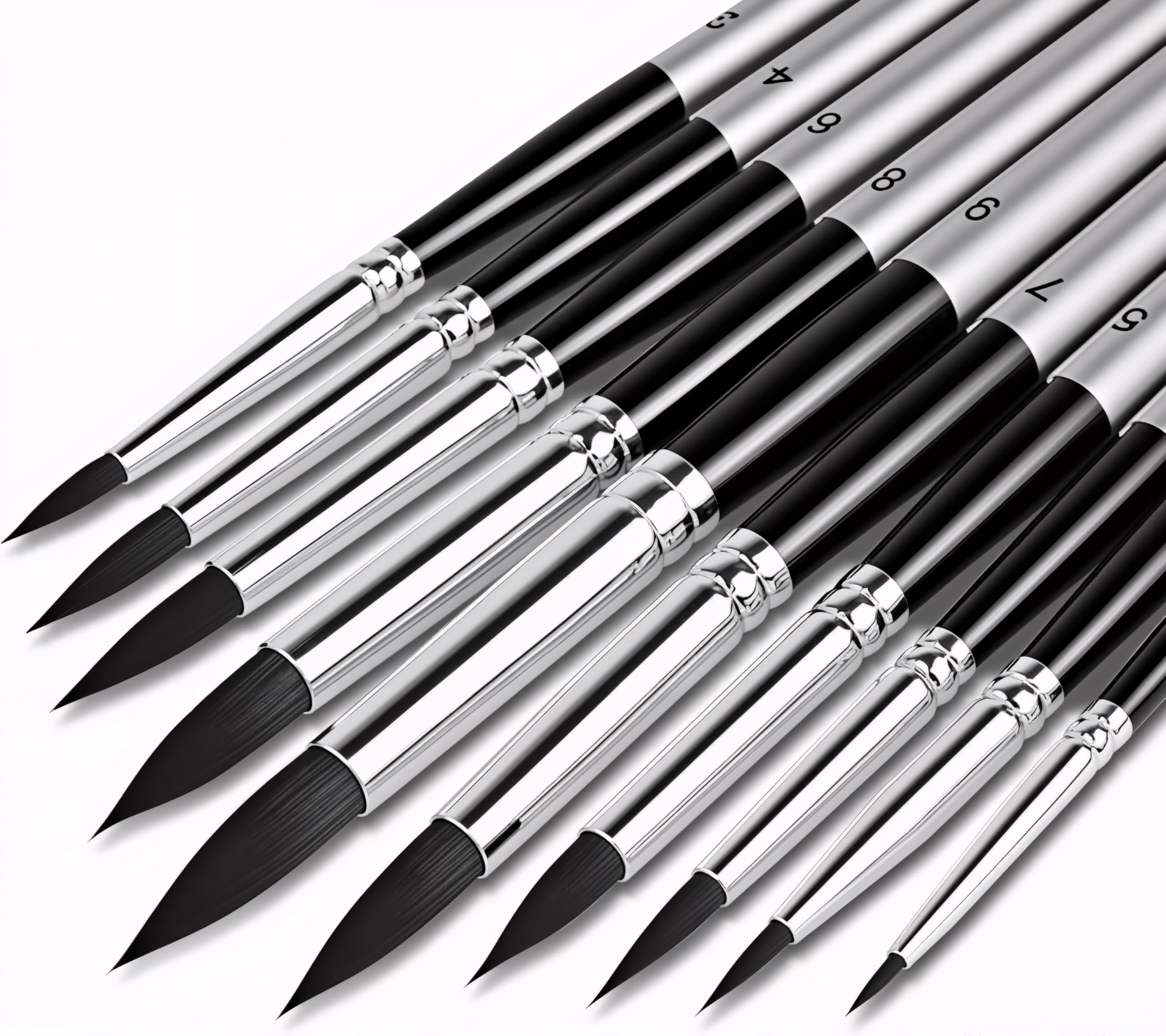 DUGATO Artist Paint Brush Set (10 Sizes) - Fine Tip Round Synthetic Brushes for Watercolor, Acrylic, Gouache, Oil Painting & Crafts - Professional Quality Art Supplies