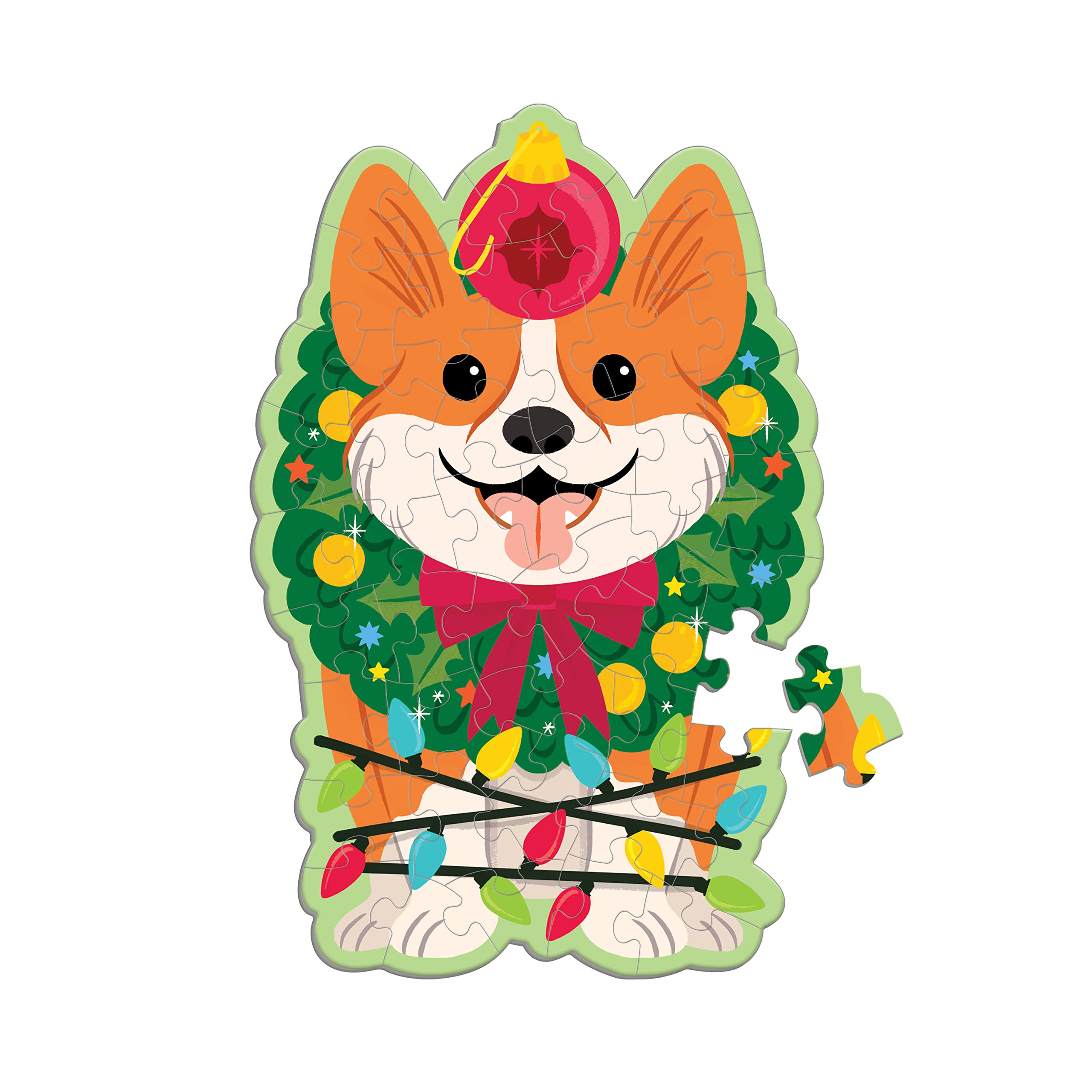 Mudpuppy Christmas Corgi - 48 Piece Mini Scratch & Sniff Puzzle with Colorful and Fun Illustrations of A Holiday Wreath Corgi and Scented Puzzle Pieces - Image 4