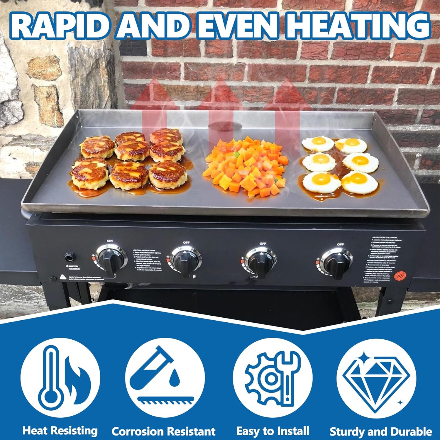 SafBbcue 36 inch Griddle Replacement Top for Blackstone 36" 4 Burner Griddle Grill, Blackstone 36 inch Grill 1554 1565 1841 2149 1836 1984 Replacement Top, Heavy-duty Steel