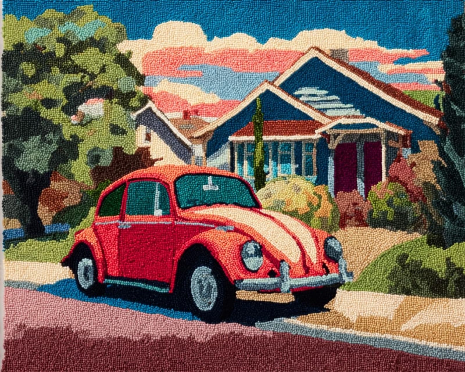 Wallphantom Rug Making Kit for Adults Beginners,Retro Cars,Latch Hook Cushion Kits,Carpet Embroidery Needlework Crocheting,Tapestry for Home Decoration,80x115cm