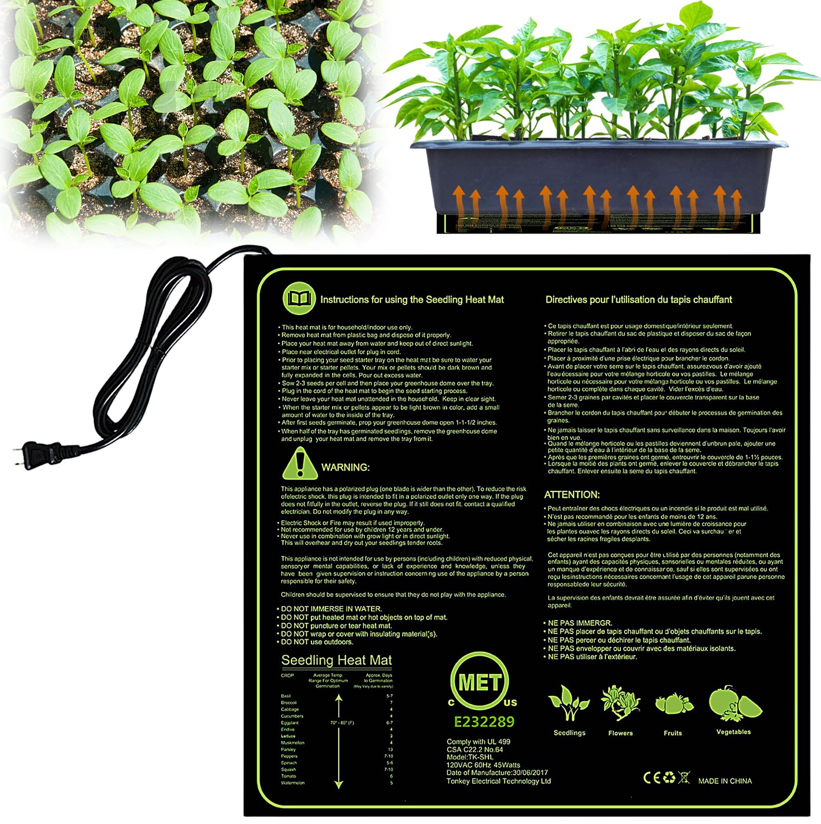 Tappetino Riscaldante Per Piante, Tappetino Riscaldante Per Piantine, Serra Di Germinazione Impermeabile 50 W Tappetino Termico Per Piante Per Germinazione E Regolazione Della Temperatura (50cm*52 Cm)