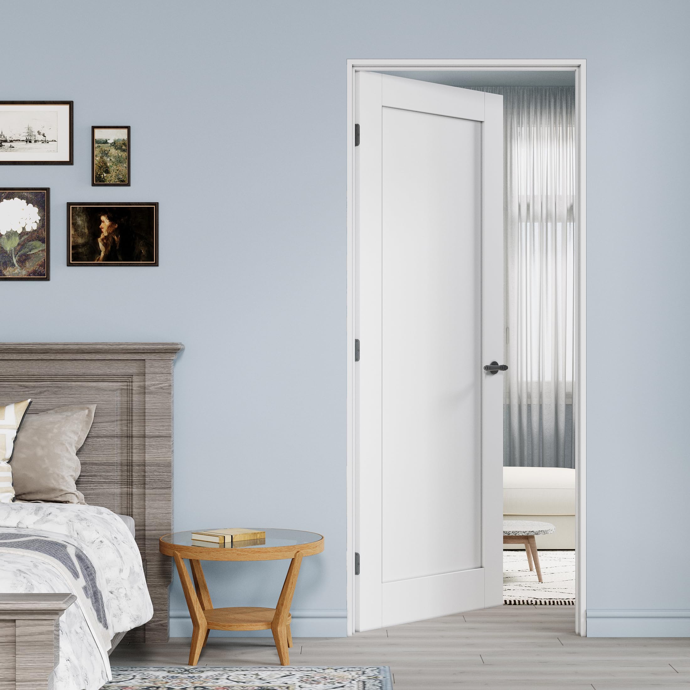 CRUTOP 32" x 80" Prehung Door White Primed Panel Slab Doors with Jamb Kit, Solid Core MDF Interior Door for Bathroom Pantry Laundry, Easy Assemble -