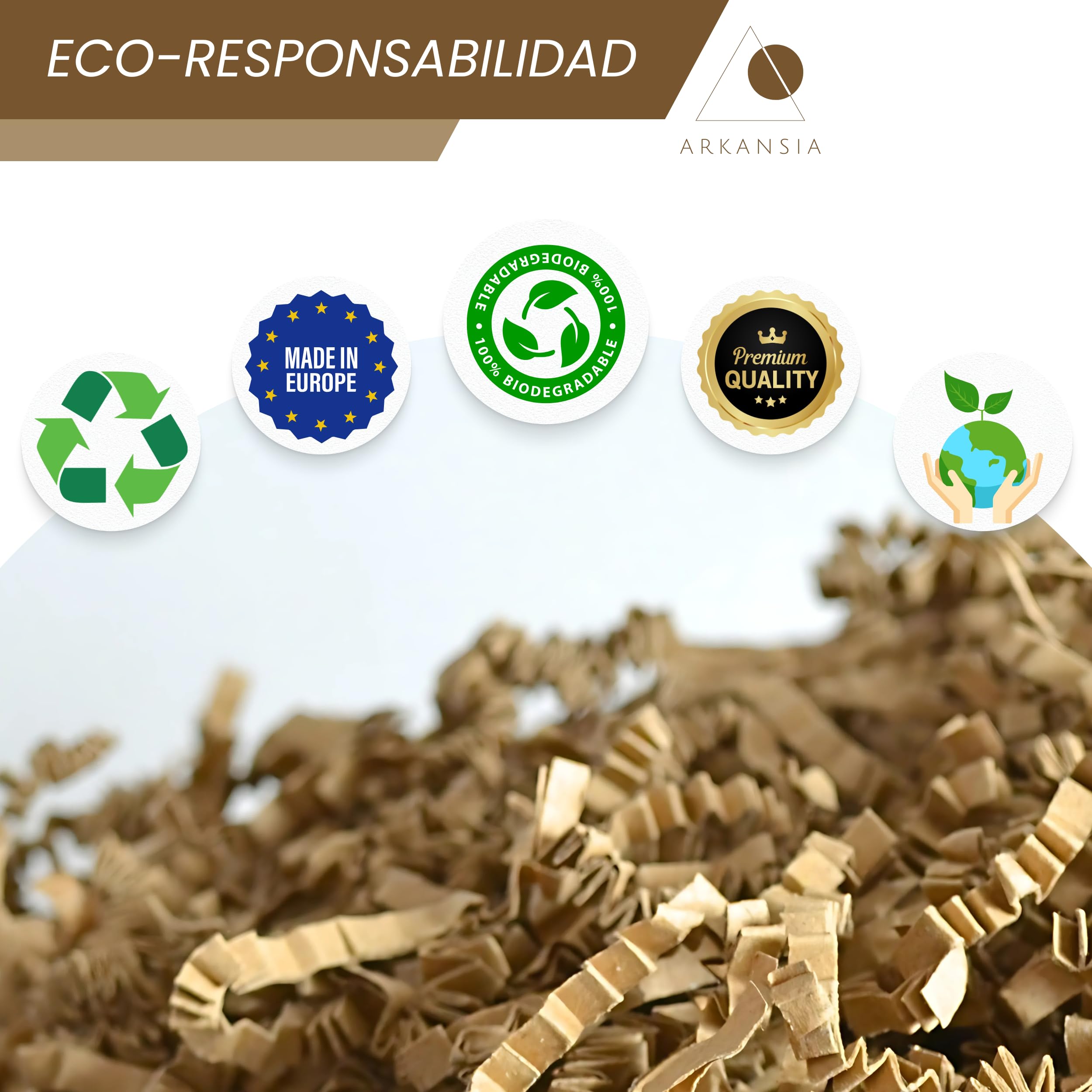 1 Kg de Papel Triturado para Relleno de Cajas de Regalo y Cestas – Virutas de Papel Kraft, Relleno, Protección, Decoración, Boda, Fiesta, Cumpleaños, Nacimiento (Kraft, 1 Kg)