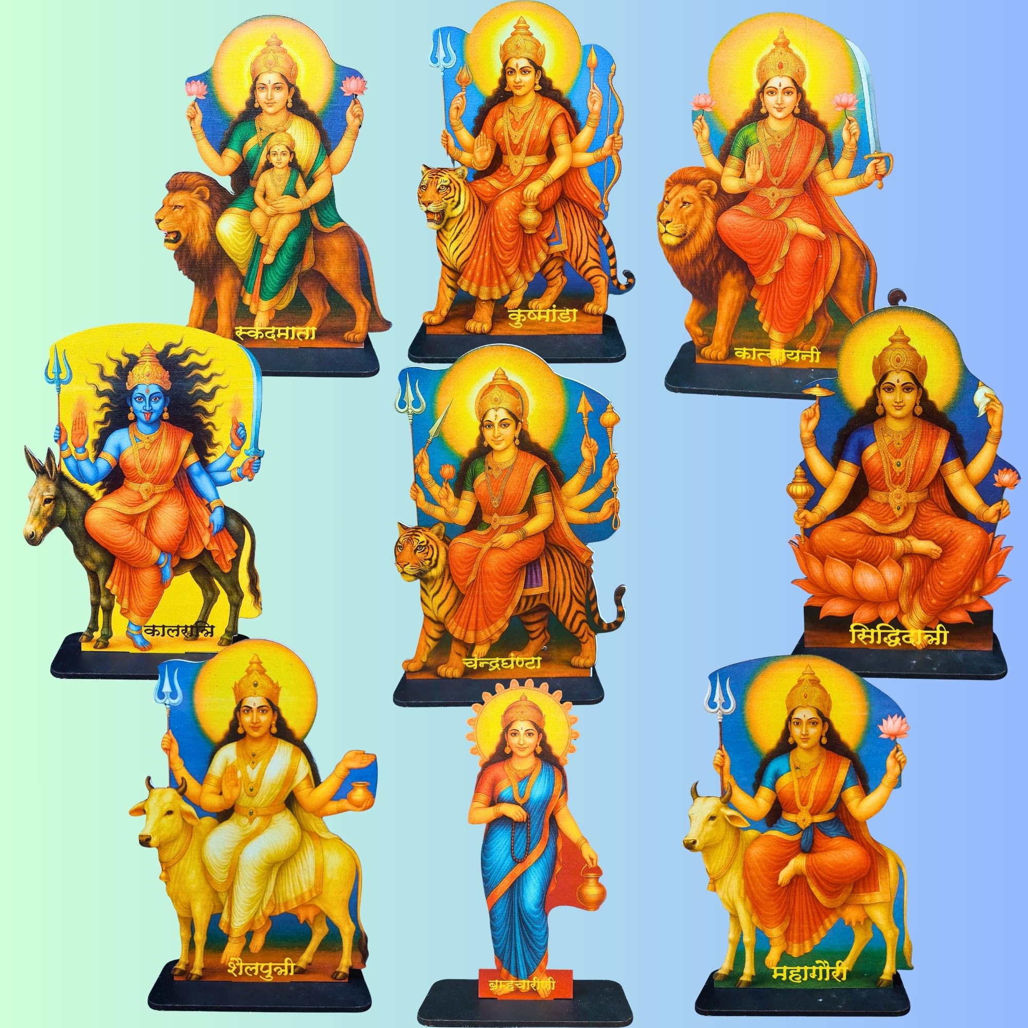 Buy DIGI ART'S 9 Durga Maa Idol Set for Navratri Utsav | Wooden