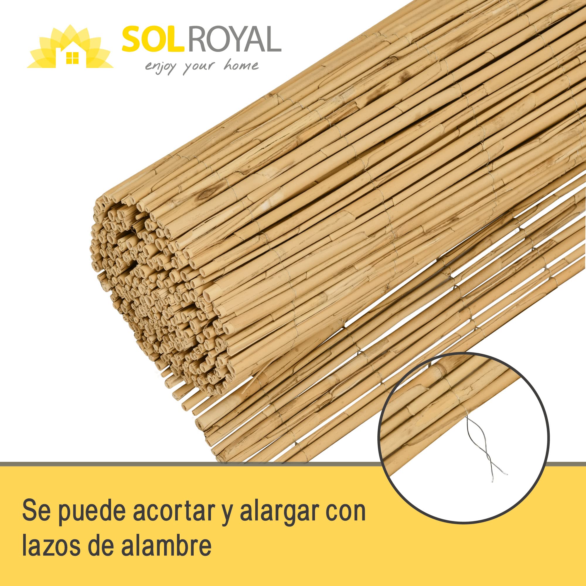 Sol Royal estera jardín de caña natural junco protección visual balcones | 140x600cm (A x L) para valla o balcón terrazas barandas privacidad cañizo pantalla interior exterior SolVision S36