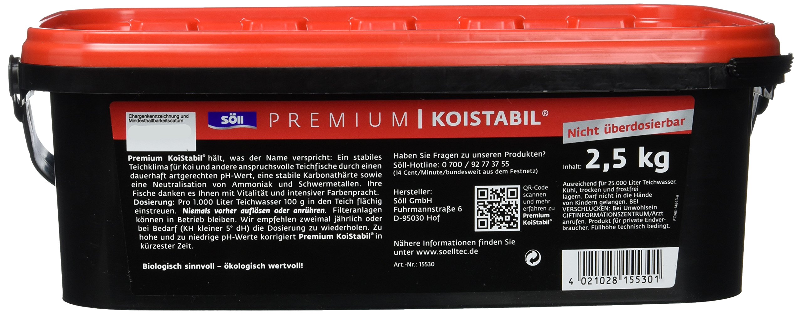 Söll 81891 Premium KoiStabil Teichstabilisator 2,5 kg - effektiver Wasseraufbereiter reguliert pH-Wert und KH-Wert für messbar besseres Teichwasser im Gartenteich Fischteich Koiteich, Koi-gerecht