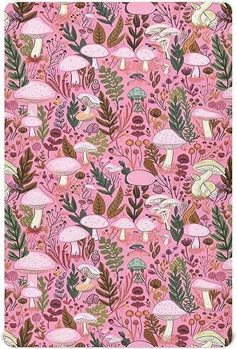 Kigai Fitted Crib Sheet for Boys Girls,Mushroom Leaves Jersey Knit Baby Sheet for Standard Crib and Toddler Bed Mattresses, Cozy Soft Breathable, 28