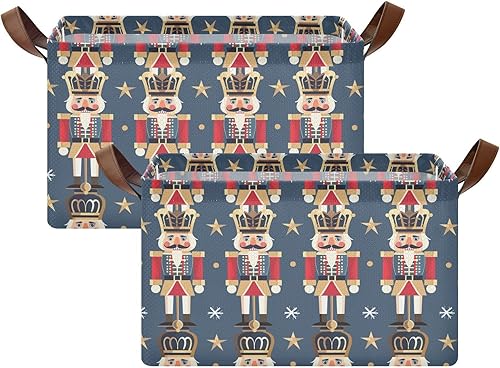 Miniatura 2 de Nutcracker Cartoon Soldier Foldable Storage Basket Fabric Storage Bins with Handles Organizing Shelf Clothes Home Office for Shelves Closet cajas